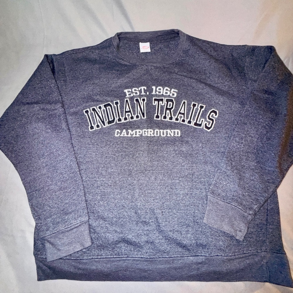 Crazy Apparel Indian Trails Campground Sweatshirt Mens 2XL Grey Excellent Fleece